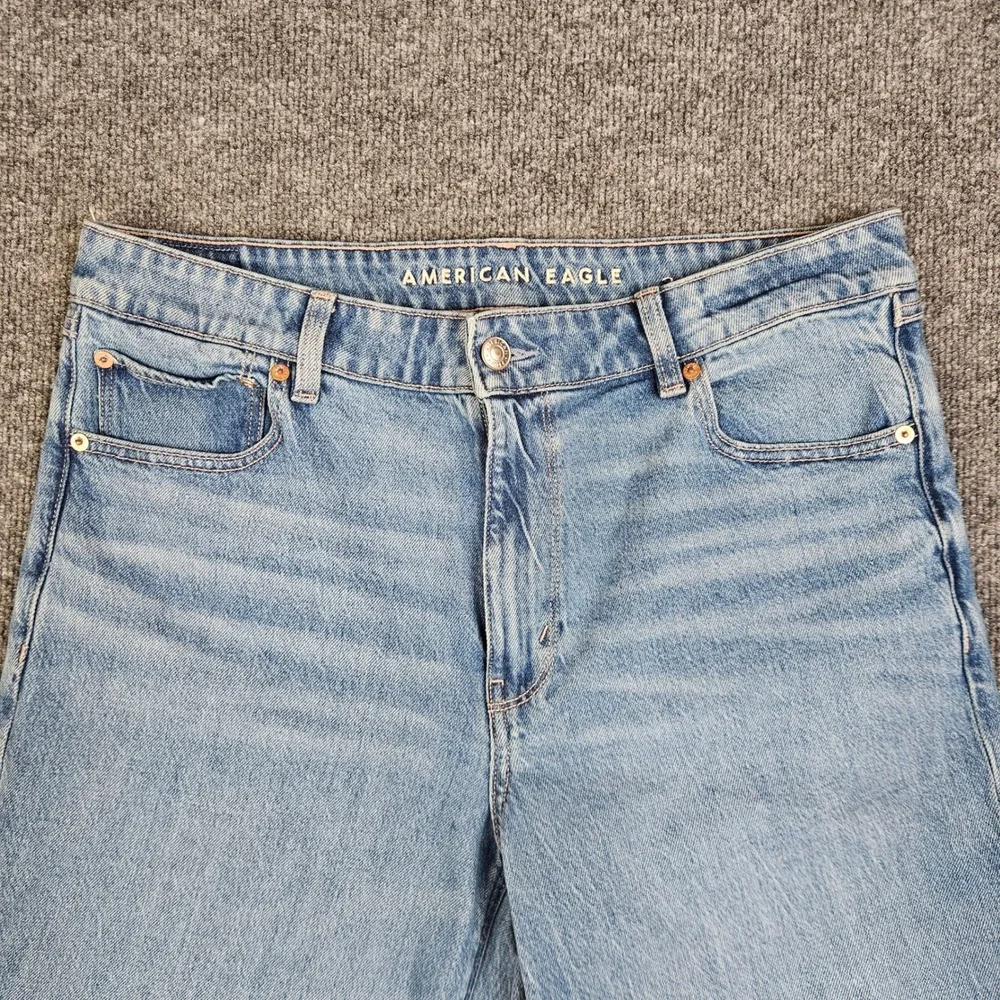 American Eagle High Rise Flare Jeans Women's 12 SHORT Med Wash Stretch Denim - Picture 10 of 11